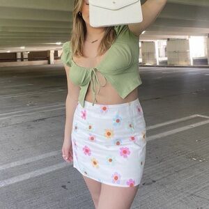 Princess Polly Floral White Mini Skirt